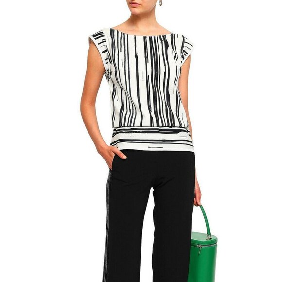 Piazza Sempione 4 Striped Cotton Blend Sateen Top
